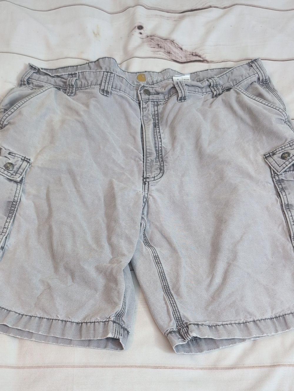 Carhartt Mens Gray Cargo Shorts size 44 Distressed